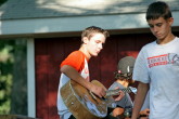 Ian Foley practices the guitar