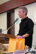 Coach Shaklee welcomes the audience