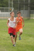 Freshman Jeremy Morgan makes his move near the finish line