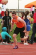 Kevin Merrigan starts the 4 X 400m Relay